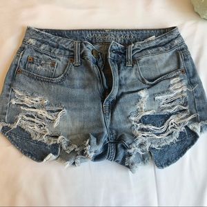 American Eagle Outfitters Hi-Rise Festival Ripped Denim Shorts - Size 0